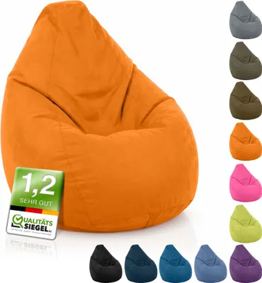 Produktbild von Green Bean® Sitzsack mit Rückenlehne "Drop" 60x60x90cm - Indoor Sitzkissen 220L EPS Perlen Füllung - Orange