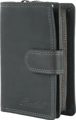 Produktbild von Benthill Damen Portemonnaie Leder | Echtleder Damen-Geldbörse mit RFID Schutz | Frauen Portmonee Mittelgroß | Vintage Ledergeldbörse inkl. Geschenkbox