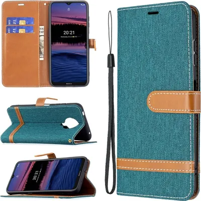 Produktbild von König Design Hülle kompatibel mit Nokia G10 / G20 Kunstleder Handyhülle - Handy Case Grün