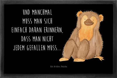Produktbild von Mr. & Mrs. Panda fußmatte Affe 50 x 75 cm - Schwarz - Geschenk, Äffchen, Respekt, Türmatte, Liebe, Schmutzmatte, Affen, Afrika, Schmutzfangmatte, Bodenvorleger