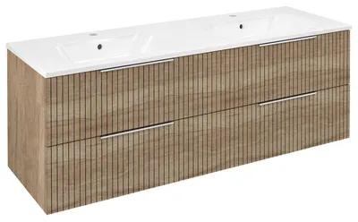 Produktbild von Sapho CIRASA STRIP Waschbeckenunterschrank mit Doppelwaschbecken 141x54x46cm, Alabama Eiche