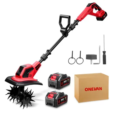Produktbild von Akku-Motorhacke Gartenfräse 360 U/min Akku Bodenhacke mit 2x Akkus, 24 cm Arbeitsbreite, 17 cm Tiefe, Gartenfräse für Rasen/Garten/Bodenbearbeitung