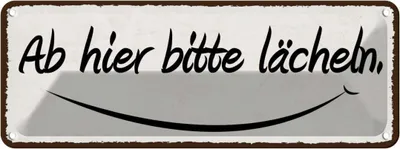 Produktbild von vianmo Blechschild 10x27 cm Ab hier bitte lächeln Dekoration Spruch Zitat