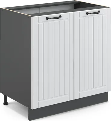 Produktbild von Spülenunterschrank Vicco Fame-Line Weiß Landhaus 80 cm mit Regal, ohne Arbeitsplatte, Model 36051