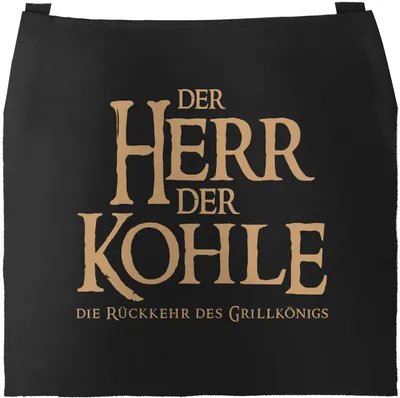 Produktbild von Grill-Schürze für Männer mit Spruch Der Herr der Kohle die Rückkehr des Grillkönigs Moonworks® schwarz-gold unisize