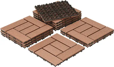 Produktbild von Jayseuw WPC-Fliesen 11er Set Terrassenfliesen 30x30cm Fliesenset im Klicksystem