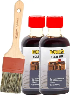 Produktbild von Bondex Holzbeize Möbelbeize orangebraun 2x 250ml + Beiz Pinsel