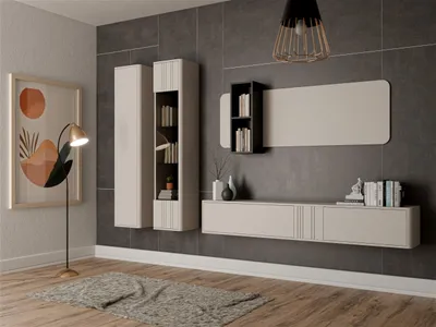 Produktbild von Furniture24 Wohnwand Philippe 1 Wohnzimmerset Tv Wand Fernsehwand - Kaschmir