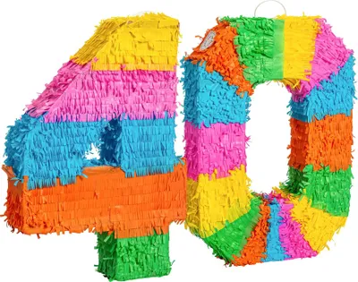 Produktbild von Fax Potato 2-teiliges Pinata- und Augenbinde-Set zum 40. Geburtstag – Mehrfarbig