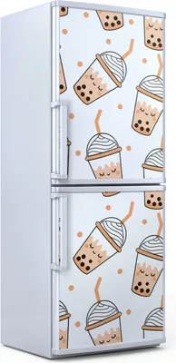 Produktbild von Kühlschrankdekoration  60x180 cm  Aufkleber auf dem Kühlschrank - Blase Milch Grün Tee