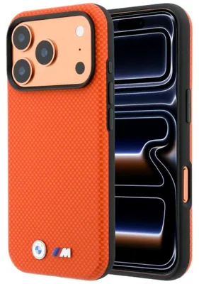 Produktbild von Handyhülle für iPhone 18 Pro Max / 17 Pro Max, BMW M Quadrille Polyamid Metal Logo mit MagSafe, Orange