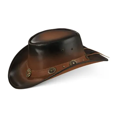 Produktbild von Cowboy Western Leder Hut STAR für Herren Damen Terra Brown Größe L