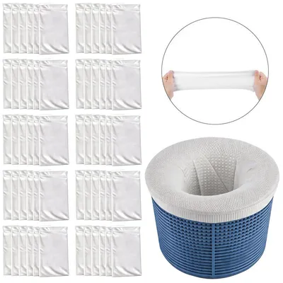 Produktbild von 50er Pack Pool Skimmer Socken – Wiederverwendbare Filternetze zum Schutz von Pumpe, Filter & Skimmerkörben, Für Aufstell- & Einbaupools