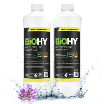 Produktbild von BiOHY KFZ Polster & Lederpflege, Polsterreiniger, Autositz Reiniger, Innenraumpflege, 2 x 1 l