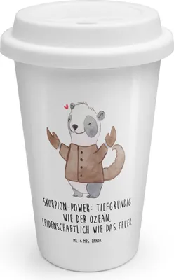 Produktbild von Mr. & Mrs. Panda Thermokaffeebecher Skorpion Astrologie - Weiß - Geschenk, Thermobecher To Go, Sternzeichen, Tierkreiszeichen, Kaffeebecher, ToGo, Becher, keramik