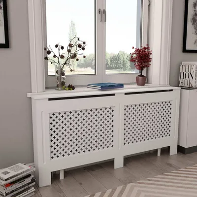 Produktbild von vidaXL Osłona grzejnika biała 172×19×81,5 cm MDF