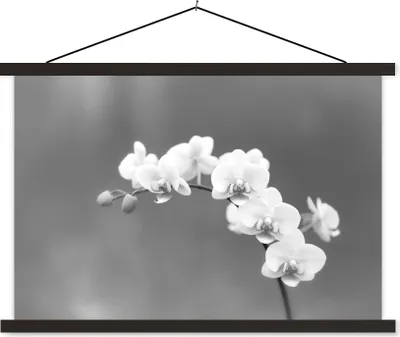 Produktbild von MuchoWow® Textilposter Orchidee - Blumen - Pflanze - Weiß - Lila 90x60 cm mit schwarzem Rahmen - Aufhängungssatz