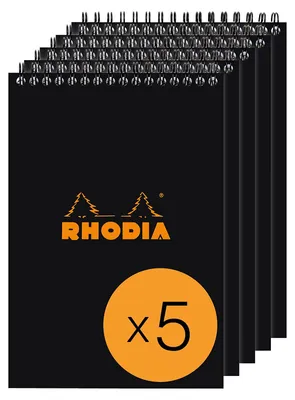 Immagine prodotto di Blocco note a spirale A5 a scacchiera 80 fogli nero confezione da 5