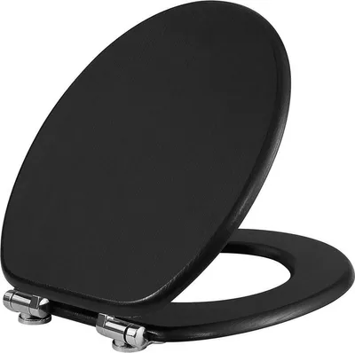Produktbild von WOLTU Premium WC-Sitz Toilettensitz mit Absenkautomatik, MDF Holzkern, Softclose Scharnier, Antibakteriell, Desgin Décor, Schwarz