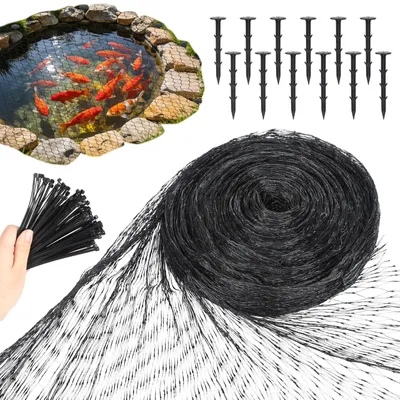 Image de Filet de protection pour oiseaux, dimensions 4 x 6 mètres, résistant aux UV, livré avec 12 attaches de câble et 50 attaches de fixation