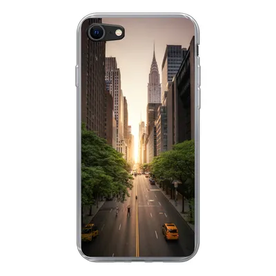 Produktbild von MuchoWow® Handyhülle Schutzhülle Hülle für iPhone 8 New Yorker Straße am Morgen Silikon Softcase Handy Hülle - Schutzhaube