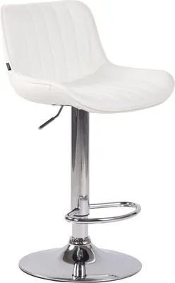 Produktbild von Barhocker Kunstleder - Designhocker - Stufenlose Höhenverstellung, Bodenschonung | Farbe: Weiß | Grundfarbe: Chrom