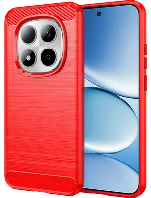 Image de Coque pour Xiaomi Redmi Note 15 Pro 5G, coque de protection antichoc en silicone TPU fibre de carbone rouge