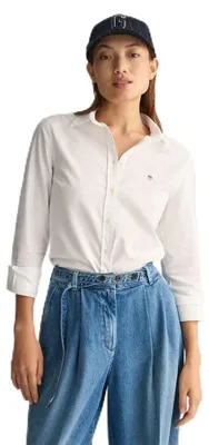 Produktbild von Gant Damen Slim Stretch Oxford Shirt Klassisches Hemd, Weiß, 46 EU