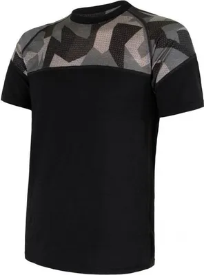 Produktbild von T-shirt Sensor Merino Impress Herren kurz schwarz camo größe XL 21100001-03