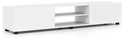 Immagine prodotto di KOMFOTTEU, mobile TV, 160 cm, per televisori fino a 70 pollici, mobile TV con 2 ripiani aperti e 2 vani chiusi, ideale per soggiorno e camera da letto