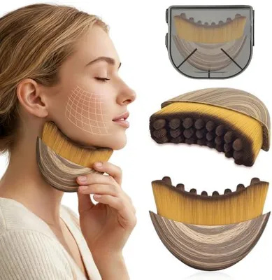 Produktbild von Gesichtsbürste aus Alpenfaser für Lymphdrainage und Gesichtsmassage, lymphatische Gesichtsbürste für Kieferlinie und Kinnkontur, sanft zu trockener Haut (1 Stück)