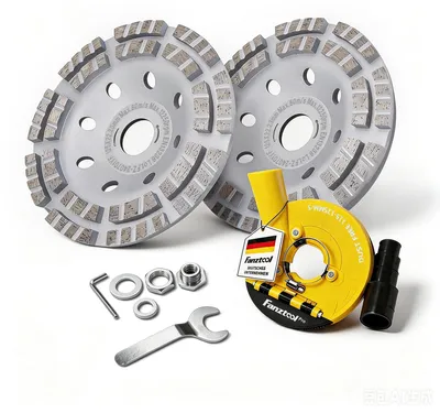 Obrázek produktu pro Odsávací adaptér pro úhlovou brusku 125 mm, včetně diamantových brusných kotoučů a adaptéru M14