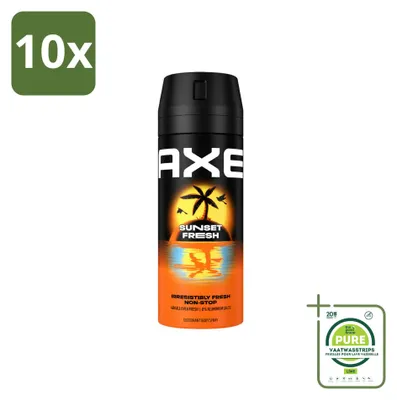 Imagen del producto de 10 unidades de aerosol corporal Axe Sunset Fresh, 150 ml, pack grande