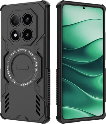Produktbild von Magnetisch Hülle für Xiaomi Poco X7 / Redmi Note 14 Pro 5G, Hybrid PC TPU Bumper Stoßfestes Loch Wärmeableitung Handyhülle Schwarz