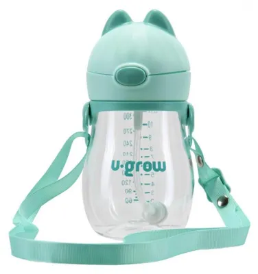 Produktbild von Kinderbecher mit Strohhalm und Tragegurt, Tritan, 330 ml