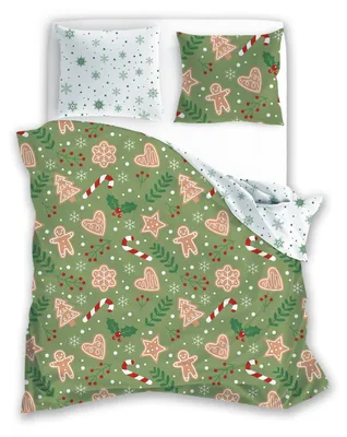 Productafbeelding van Beddengoedset met kerstmotief, omkeerbaar, 140 x 200 cm + 70 x 90 cm - Hartjes