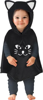 Katzen Kostüm bestehend aus einem ärmellosen Poncho mit Kapuze für Kleinkinder von Vorne