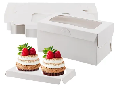 30er-Pack weiße Cupcake-Schachteln mit Fenster, 2-Fach
