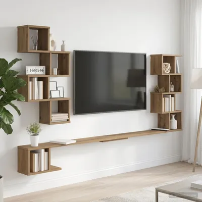Immagine prodotto di Maison Exclusive - Mobile sospeso a parete per TV, in legno di quercia artigianale, 200 x 15 x 94 cm
