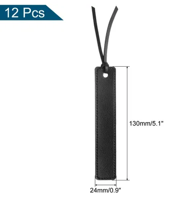 Produktbild von 12 Stš¹ck Leder Lesezeichen, Bookmark Bookmarks Personalisierte Handgefertigte Lesezeichen mit Lederseil fš¹r Buchliebhaber Leser Schriftsteller Zubeh?r, Schwarz