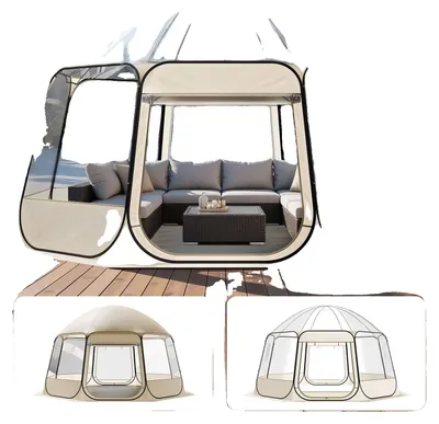 Produktbild von VEVOR Pop-up-Blasenzelt, 3,36 x 3,45 m wasserdicht & UV-beständig, klares Campingzelt, Schutzunterkunft, Outdoor-Garten-Dome-Iglu-Zelte mit Fenstern, 540° Panoramablick, für 10-12 Personen Terrasse Garten, 458x432x230 cm