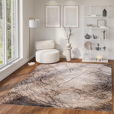 Produktbild von Tapiso Teppich COMO Modern Abstrakt Kurzflor Braun Creme 140 x 200 cm