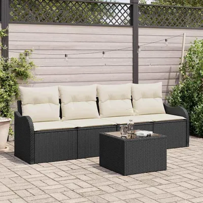 Image de Maison Exclusive - Ensemble de canapé de jardin Noir polyrotin