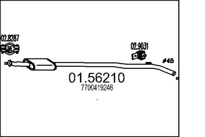 Produktbild von MTS 01.56210 Mittelschalldämpfer Schalldämpfer für RENAULT CLIO II (BB0/1/2, CB0/1/2)
