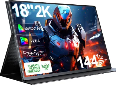 Produktbild von Tragbarer Monitor, 2K Auflösung, 144Hz Bildwiederholrate, schwarz, EU-Stecker