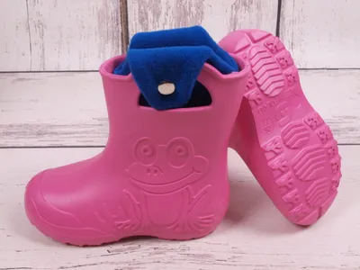 Produktbild von Camminare Gummistiefel Frosch Rosa, isoliert mit einer herausnehmbaren blauen Innensohle