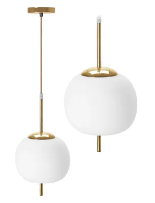 Produktbild von tooLight Pendellampe App669-1Cp Glas Kugel Weiss Gold 1-Lichtquelle E27
