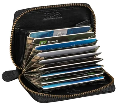 Produktbild von Benthill Kartenbörse aus Echt-Leder - Kartenetui für Kreditkarten - RFID Karten Geldbörse mit Reißverschluss
