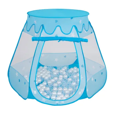 Produktbild von Selonis Spielzelt Kinder 105x90cm mit 100 Bunte bälle ∅6cm - Zelt kinderzimmer Kinder spielzelt Bällebad zelt Kinderspielzelt für drinnen - Blau