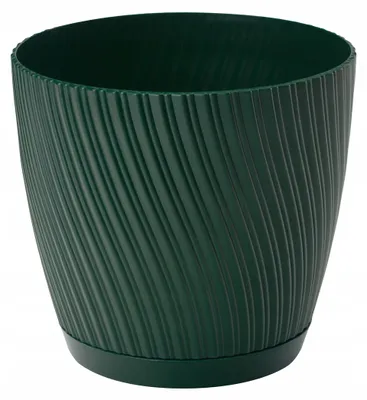Obrázek produktu pro KADAX květináč s podšálkem "Tubas", květináč, plastový květináč, květináč, kulatý, 27 cm, zelený